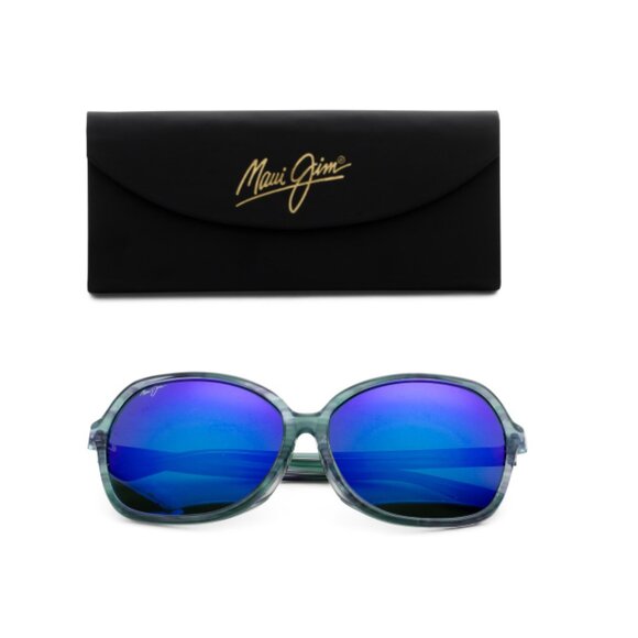 MAUI JIM Blue 59mm Round Sunglasses - Picture 1 of 2